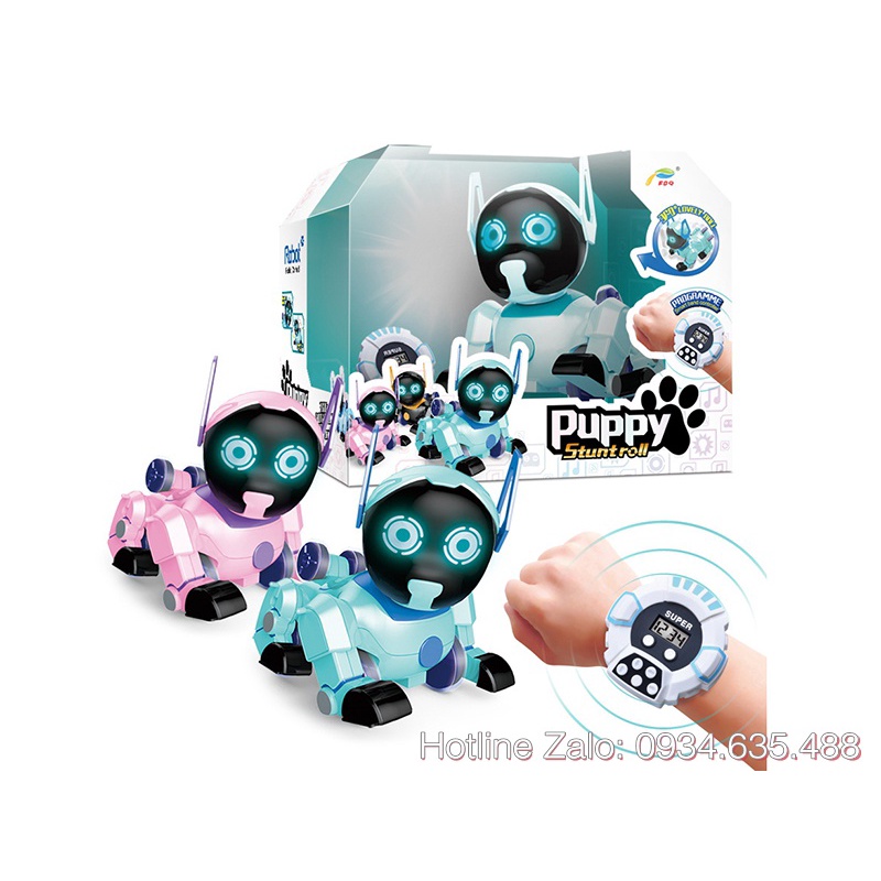 Chó Robot điều khiển từ xa Puppy Stunt Dog Roll nhào lộn theo nhạc 360 độ