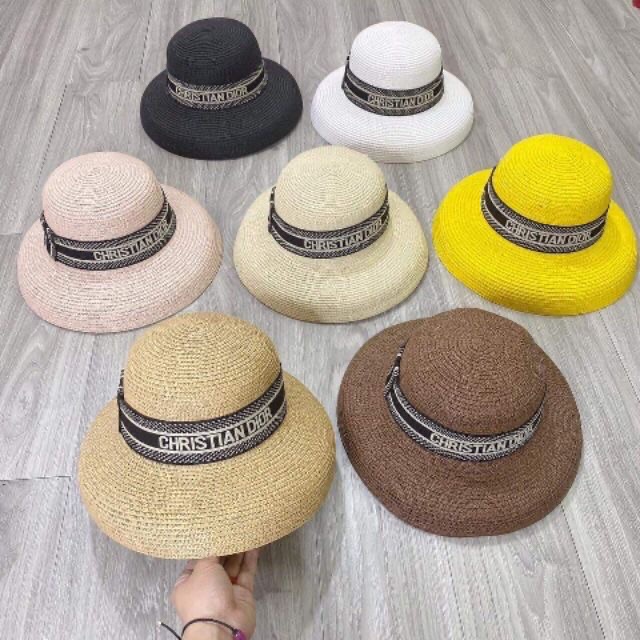 Mũ cói chuông nhỏ vành cụp nơ dio đen