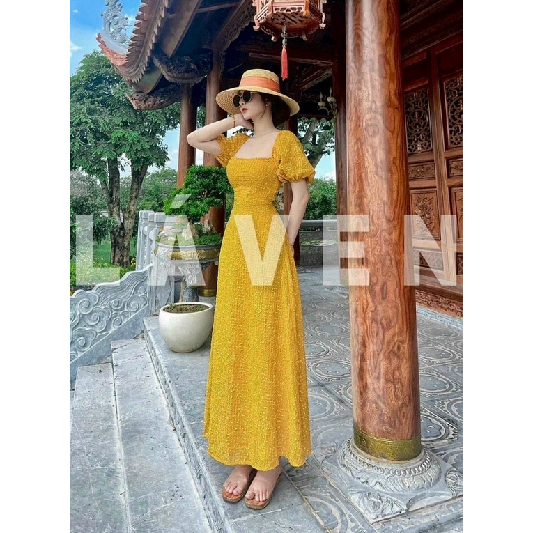Đầm Maxi Dài Hở Lưng Đi Biển, Maxi Trắng Cổ Vuông Tay Phồng Sexy Thời Trang Nữ Minh Phúc | BigBuy360 - bigbuy360.vn