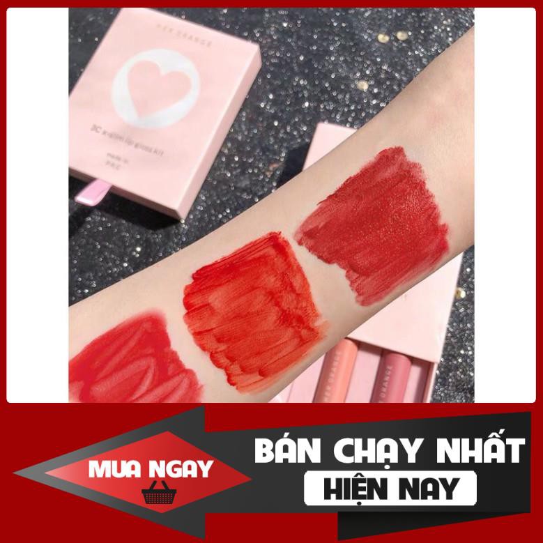 HG0901 [Concung]  {sẵn hàng}𝙎𝙚𝙩 𝙨𝙤𝙣 𝙃𝙀𝙍 𝙊𝙍𝘼𝙉𝙂𝙀 trái tim 3c x slim lip gloss kit