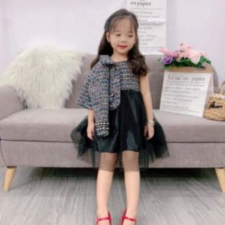 Set váy dạ chân ren cho bé gái