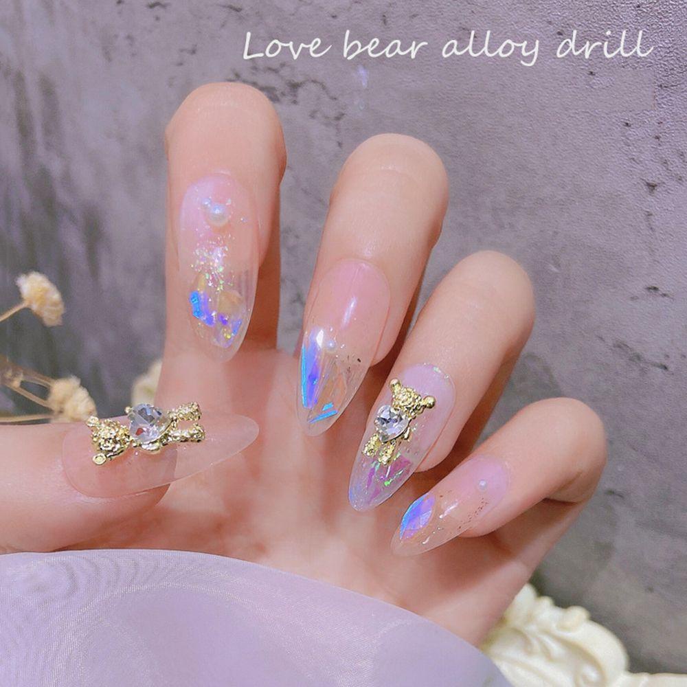 Phụ Kiện Trang Trí Móng Tay Nghệ Thuật Bằng Hợp Kim Hình Gấu Dễ Thương DIY