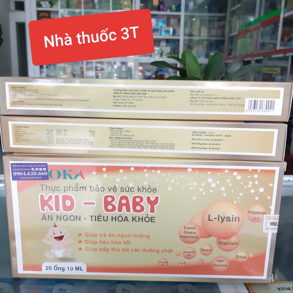 Siro KID - BABY POKA cho bé ăn ngon, ngủ tốt, cao lớn, thông minh, hết biếng ăn. Hộp 20 ống x 10ml.