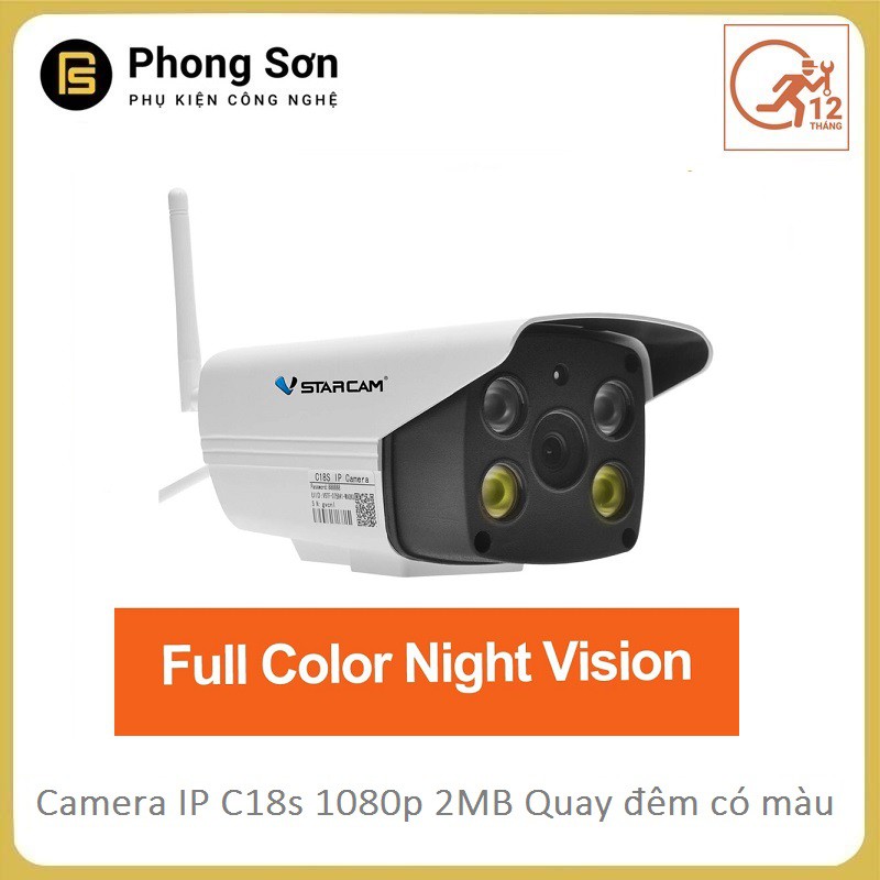 Camera IP ngoài trời C18S FHD 1080p Vstarcam, quay đêm có màu,có âm thanh ,Kèm thẻ 32GB A1 | BigBuy360 - bigbuy360.vn