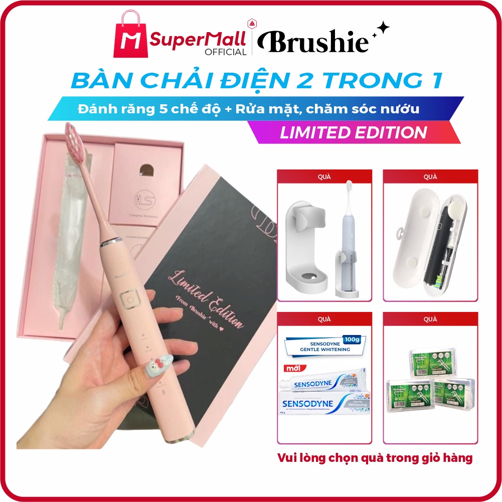 Brushie - Bàn chải đánh răng điện đa năng 3 trong 1 - Đánh răng, rửa mặt, chăm sóc nướu, Sạc không dây