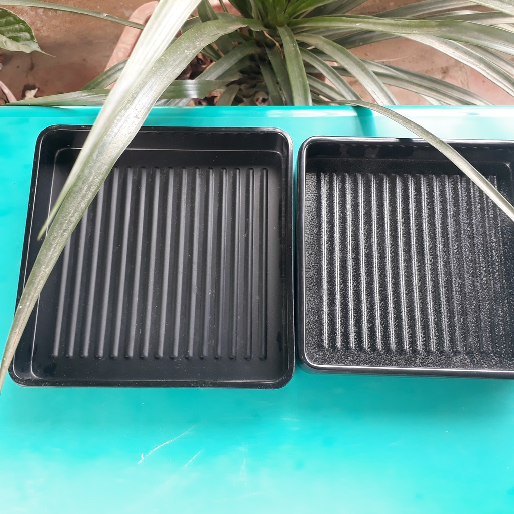 [100% Melamine] Khay Nhựa Phíp Hình Vuông, Khay Để Thịt Nướng Dáng Vuông BBQ Đen Nhám Sang Trọng