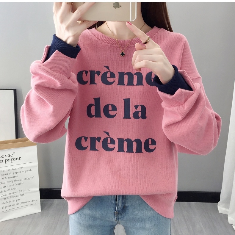 Áo sweater Cổ Tròn Dáng Rộng In Họa Tiết Thời Trang Thu Đông 2022 Mới Cho Nữ