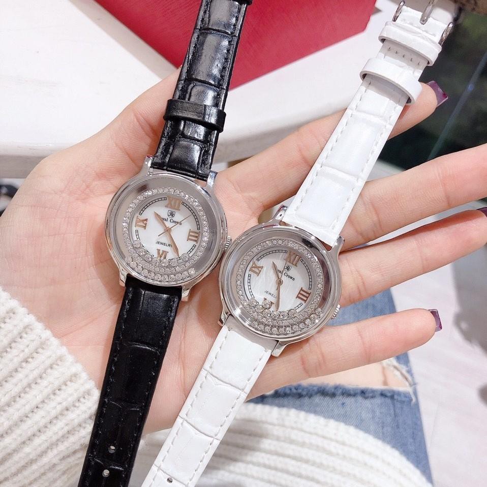 Đồng Hồ Royal Crown Nữ 3638 Dây Da Trắng 35mm Chính Hãng