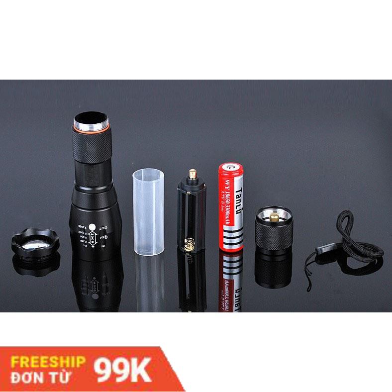 Đèn pin siêu sáng T6 gồm Pin + sạc + hộp