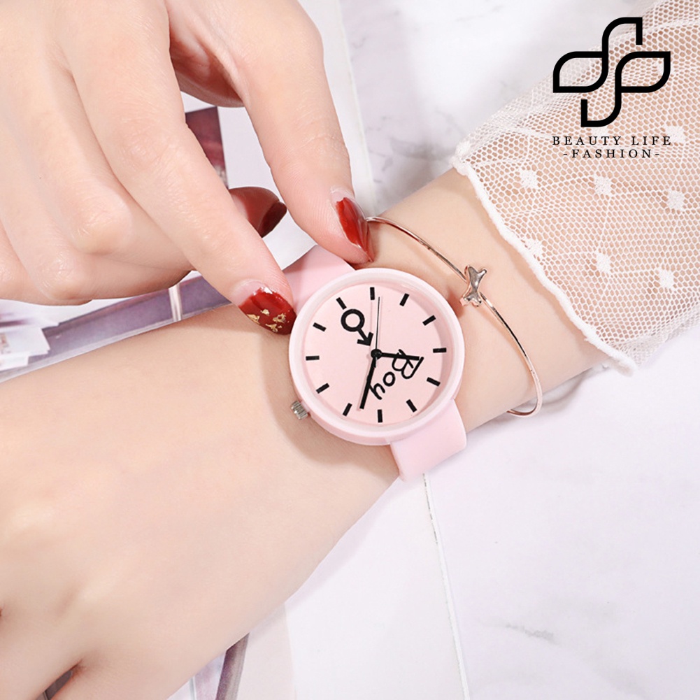 BEA™ Fashion Girl Round Dial Silicone Band No Number Quartz Jelly Watch