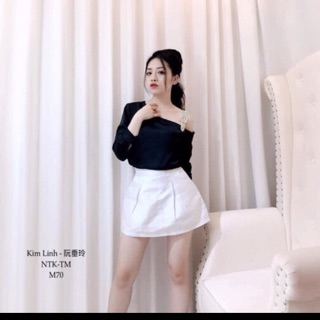 Áo lụa lệch vai dây đá