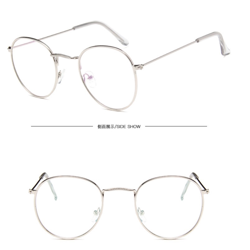 Mắt kính gọng tròn bằng kim loại thời trang cho nam nữ