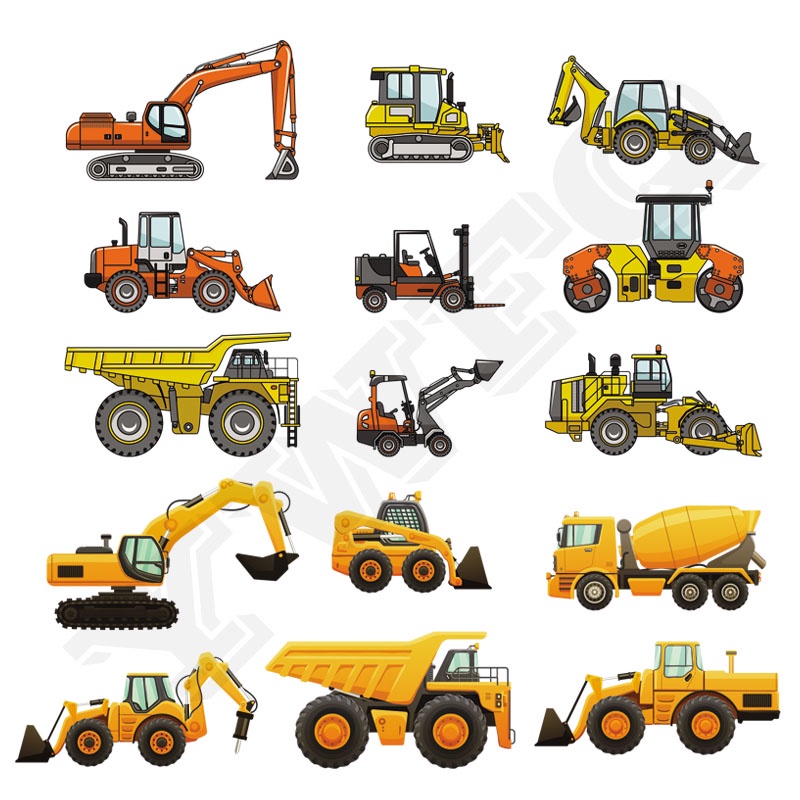 Bộ Miếng Vá Ủi Quần Áo Truyền Nhiệt Hình Công Trình Máy Xúc Nhỏ Cho Trẻ Em DIY