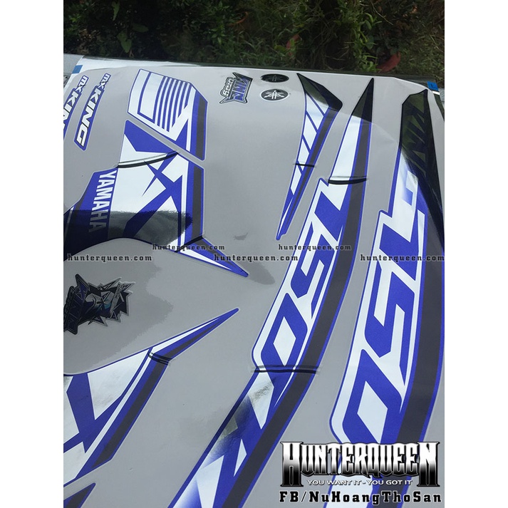 Tem rời MX King dán xe Ex150 xanh GP. Chất liệu Decal Crom cao cấp