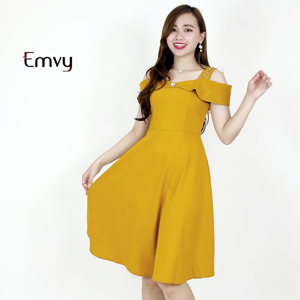 [Mã WASTMAY giảm 15% tối đa 30K đơn 150K] Đầm dáng xòe trễ vai EMVY - V39