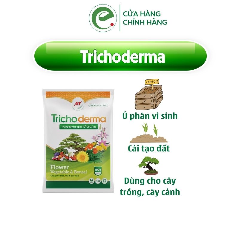 Trichoderma ủ phân hữu cơ rau hoa và cây cảnh Bonsai theo nguyên lý nấm đối kháng Trichoderma Bonsai 100g-Ecom