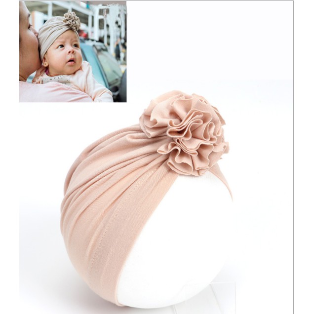 MŨ TURBAN COTTON GẤP HOA SIÊU MỀM MỊN DÀNH CHO BÉ GÁI