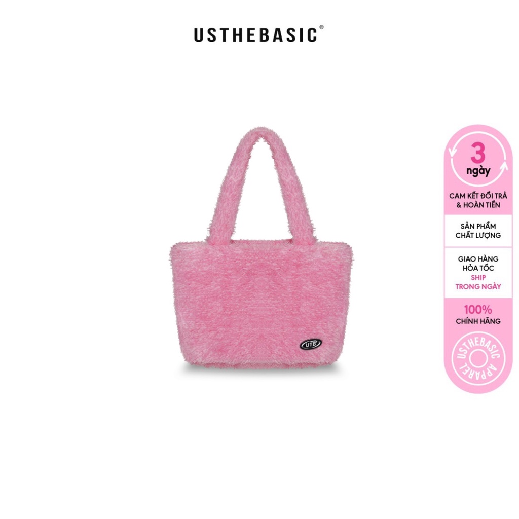 Usthebasic - Túi lông Faux Fur Logo Shoulder Bag