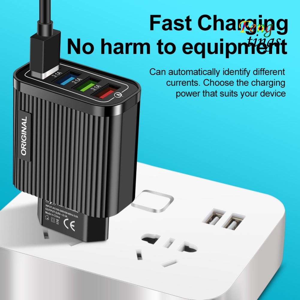 Củ Sạc Nhanh 48w Qc 3.0 4 Cổng Usb Cho Điện Thoại