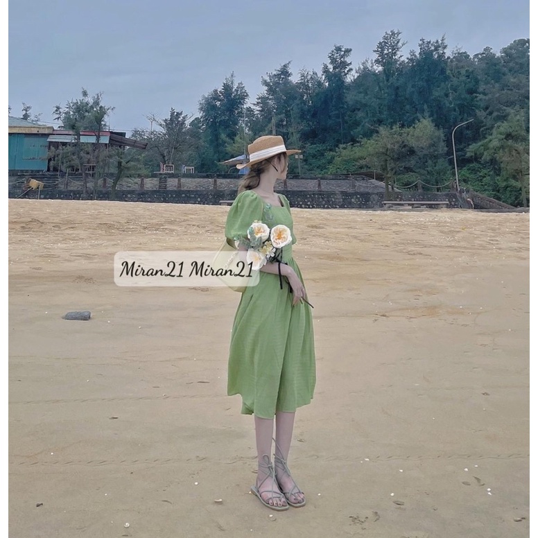 Váy Maxi Đi Biển Tay Bồng Hai Lớp