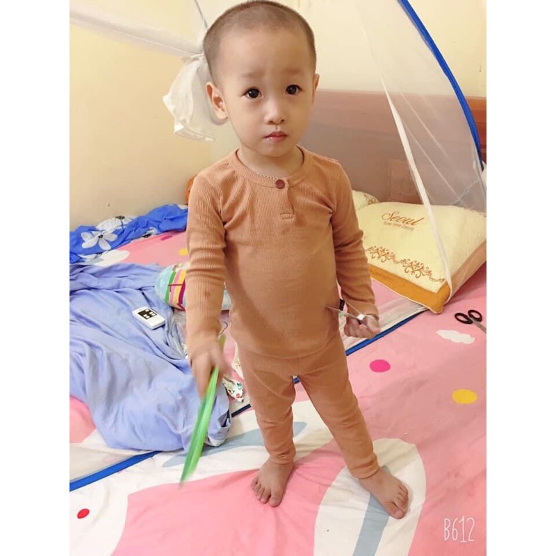 Set bộ len tăm thun gân Kwoo dài tay màu trơn cho bé (6-17kg) - Hirokids