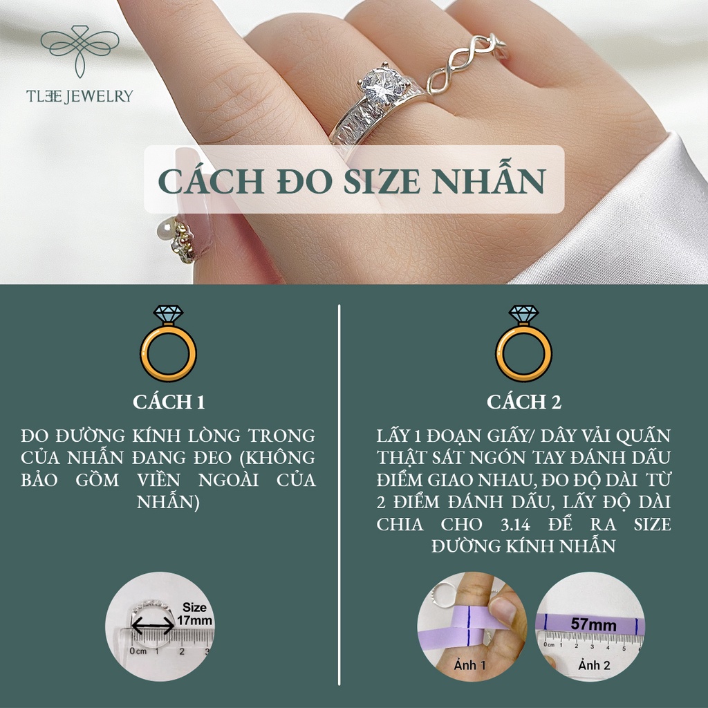 Nhẫn bạc nữ TLEE trụ đá bốn chấu viền đá kết cao cấp NCJ A0101