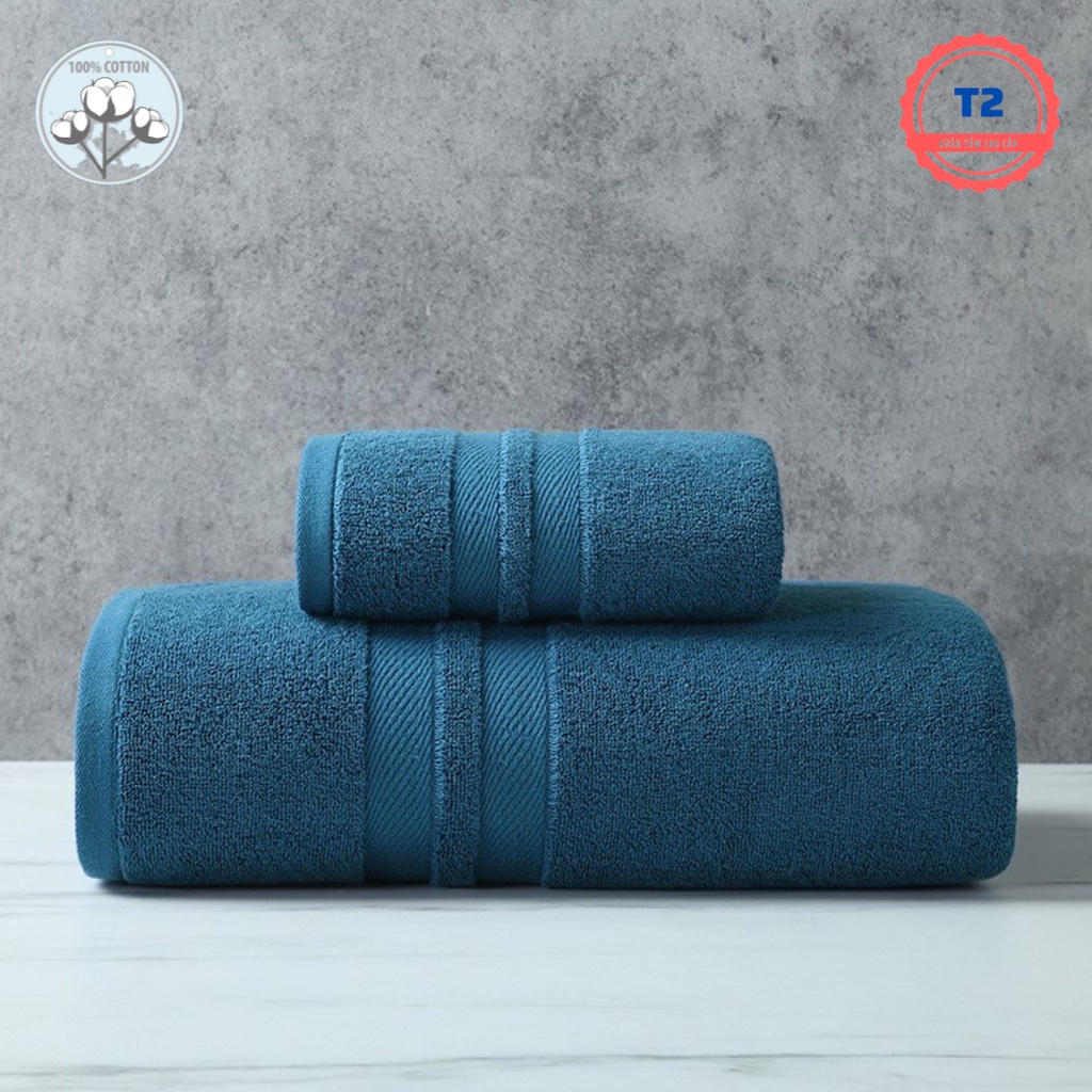 Khăn Tắm Khăn Gội Khăn Mặt Cao Cấp T2 100% Cotton Siêu Thấm Mềm Mịn Kháng Khuẩn Không Phai Màu 70x140cm