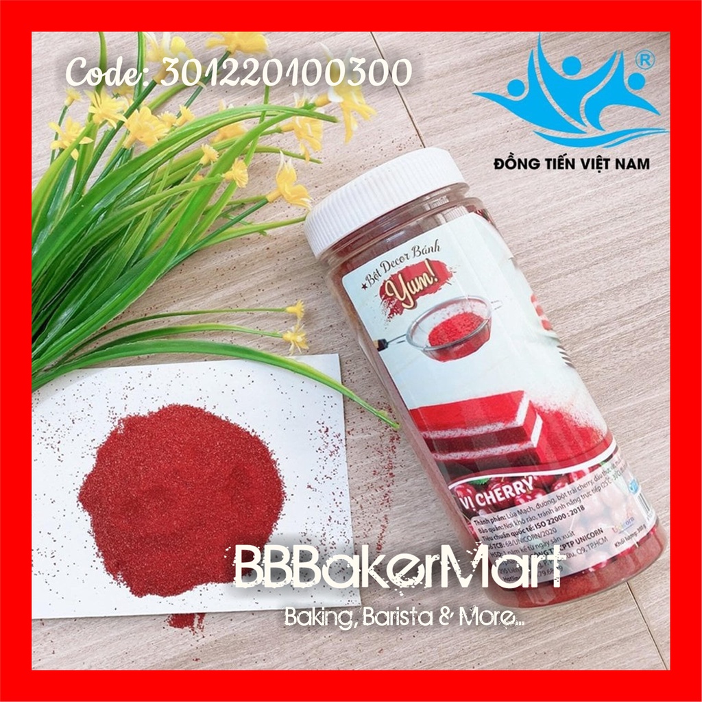 Bột rắc Decor trang trí bánh bánh YUM - Vị CHERRY Anh Đào Đỏ - Hủ 300gr