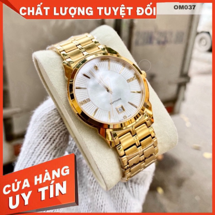 Đồng Hồ Nam omega Sapphire OM037 Case 38mm TRẮNG Máy Pin Nhật