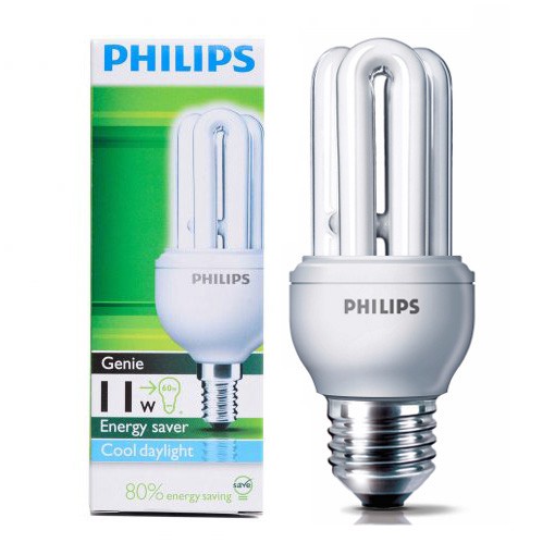 Bóng đèn compact Philips 3U -11W, 14W, 18W, 23W -  ánh sáng trắng, vàng
