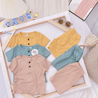 Bộ Quần Áo Trẻ Em Cộc Tay MinkyMomm Vải Tăm Lạnh Cổ Khuy 2022 Cho Bé Mã CT53