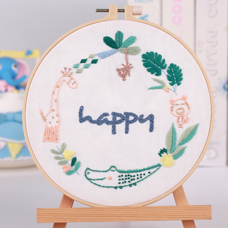 Bộ dụng cụ thêu tay hình động vật 3D dễ thương cho người mới bắt đầu