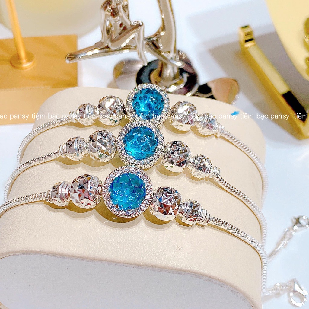 Vòng lắc bạc nữ mix charm cao cấp PANSY - Lắc tay nữ bằng bạc ta thật sang chảnh
