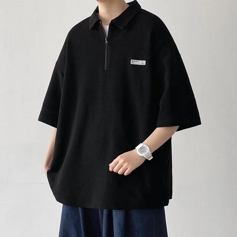 Áo Thun polo Ngắn Tay Dáng Rộng Thời Trang Mùa Hè Đơn Giản Cỡ Lớn M-5XL Cho Nam