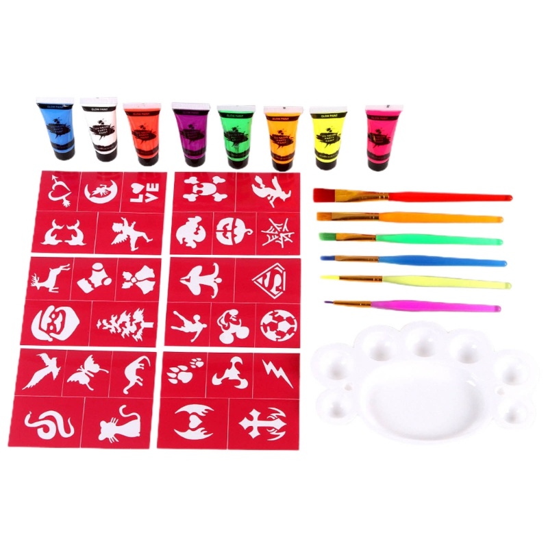 1 Bộ Cọ Vẽ Mặt 10ml Màu Sắc Huỳnh Quang Bằng Nylon