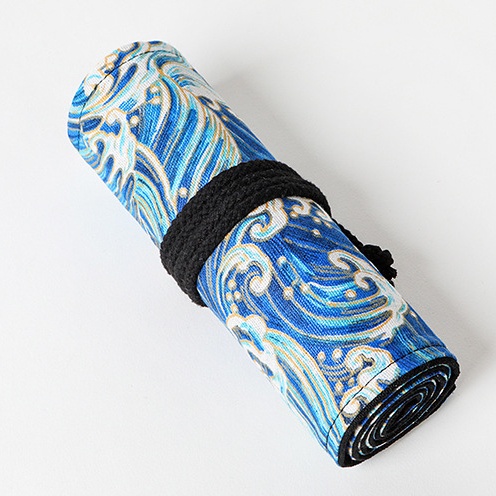 Túi Đựng Bút 24 36 48 72 Lỗ Bằng Cotton Lanh In Họa Tiết Phong Cách Nhật Bản