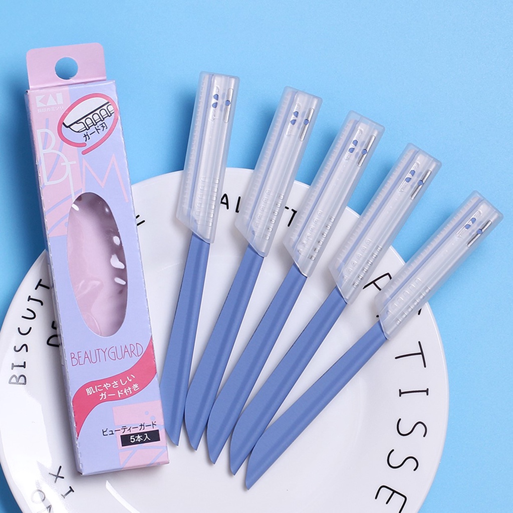 Dao cạo chân mày, lông mặt KAI - cán Xanh