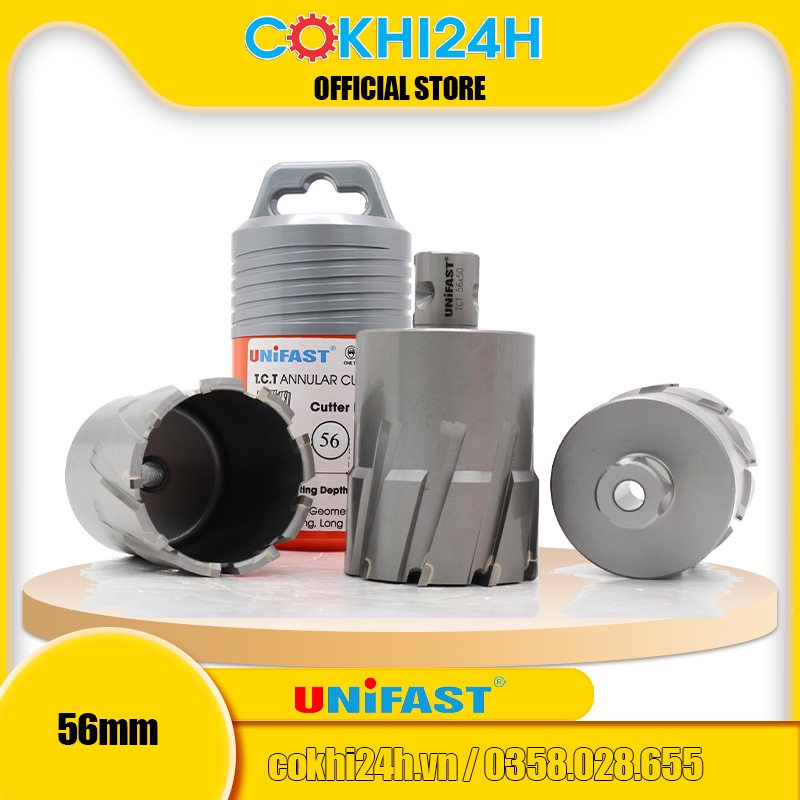 Mũi khoan từ rút lõi phi 56mm Unifast HSS 56x25 / TCT 56x35 / TCT 56x50