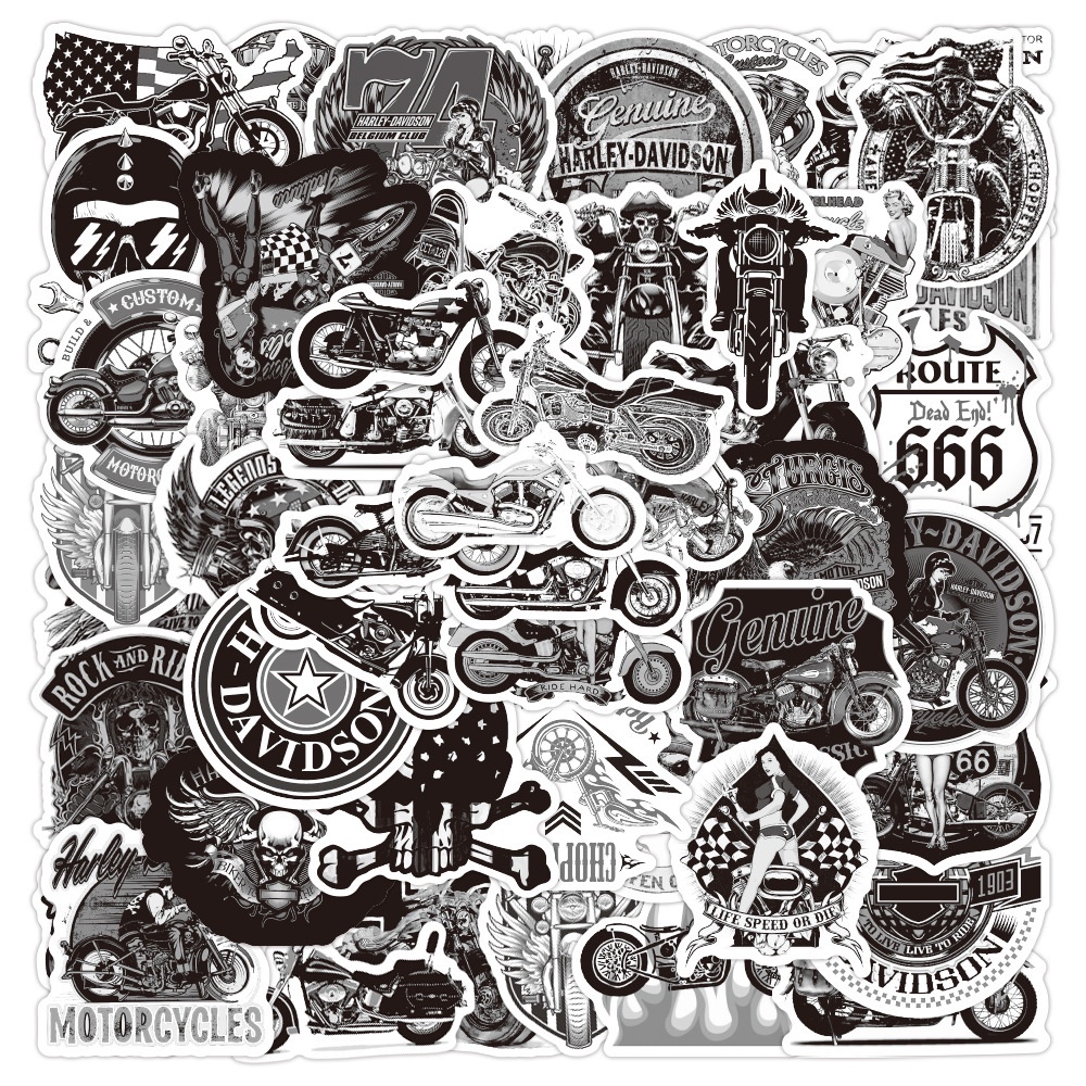 Set 50 Sticker Đầu Lâu Hoạt Hình Trang Trí Tủ Lạnh / Mũ Bảo Hiểm / Xe Mô Tô