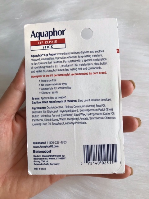 ❌Son Aquaphor Lip REPAIR Immediate Relief STICK .17oz 4.8g ea -Mỹ