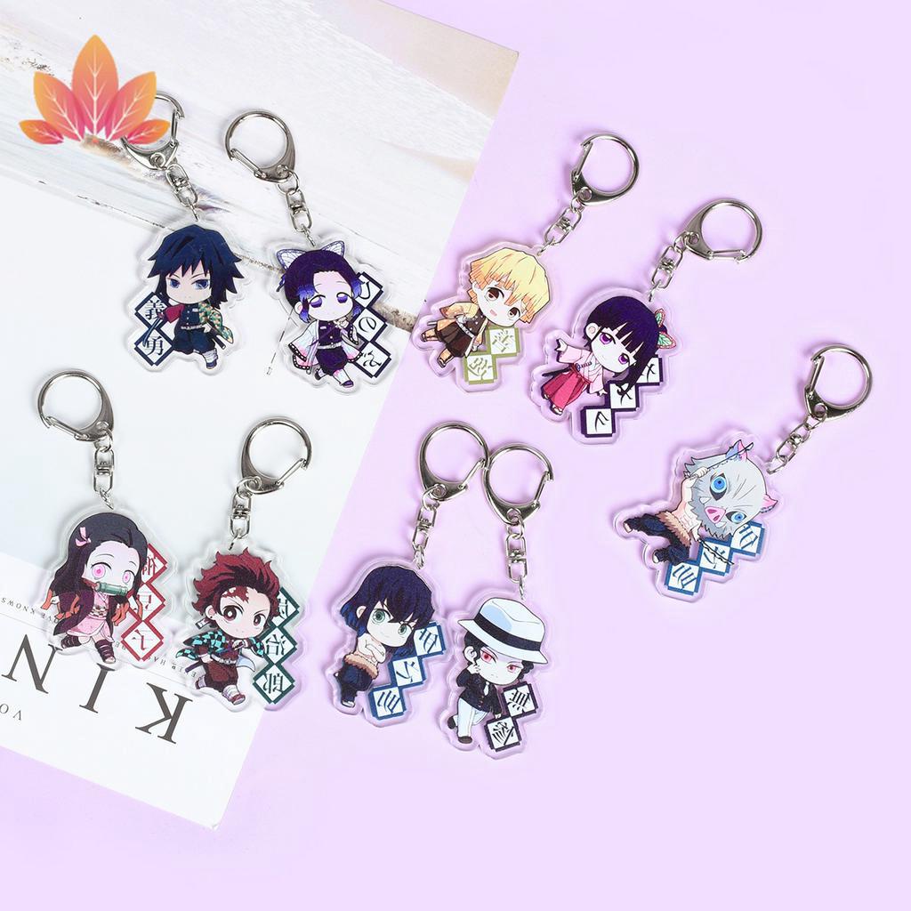 Móc chìa khóa bằng nhựa Acrylic họa tiết Kimetsu no yaiba Kamado Tanjiro Hashibira Inosuke Tomioka Giyuu dễ thương