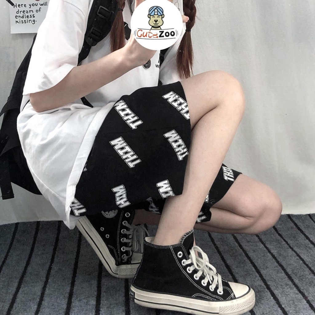 Quần đùi ngắn ống rộng nam nữ short Unisex lưng thun cá tính MINT Cutezoo