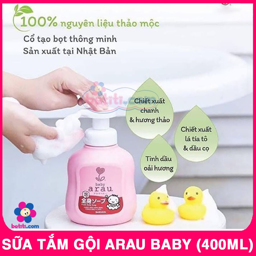 Sữa Tắm Gội Cho Bé Arau Dạng Chai Tạo Bọt 450ml - 4973512257155