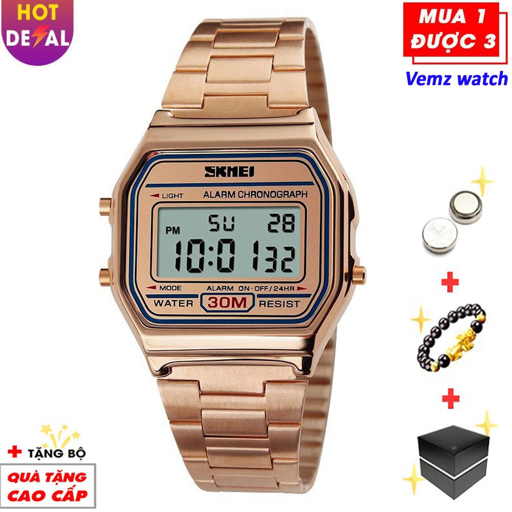 Đồng hồ điện tử nam phong cách thể thao đa chức năng dây thép không gỉ SKMEI SK036 - Vemz Watches