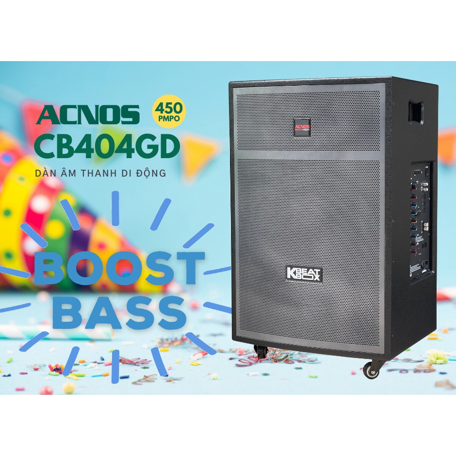 Dàn Karaoke di động ACNOS CB404GD - Loa kéo bass 4 tấc - Công suất lên đến 450W - Đầy đủ bluetooth 5.0, cổng quang