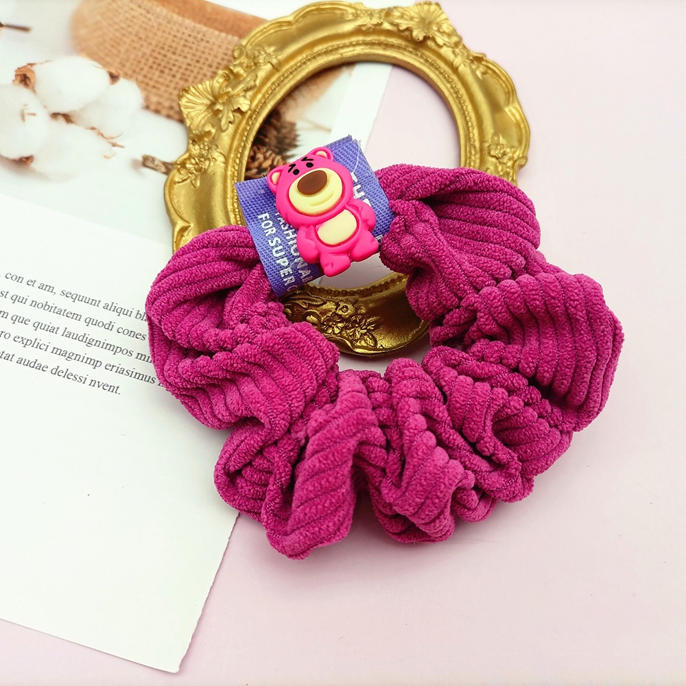 Dây Buộc Tóc Co Giãn Màu Đỏ Họa Tiết Gấu Phong Cách Cổ Điển Thời Trang Cho Nữ