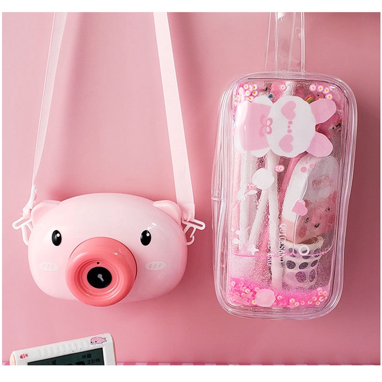 [Hàng mới về] Túi đựng mỹ phẩm sức chứa lớn chất liệu pvc trong suốt phối kim tuyến nước lấp lánh thiết kế dễ thương