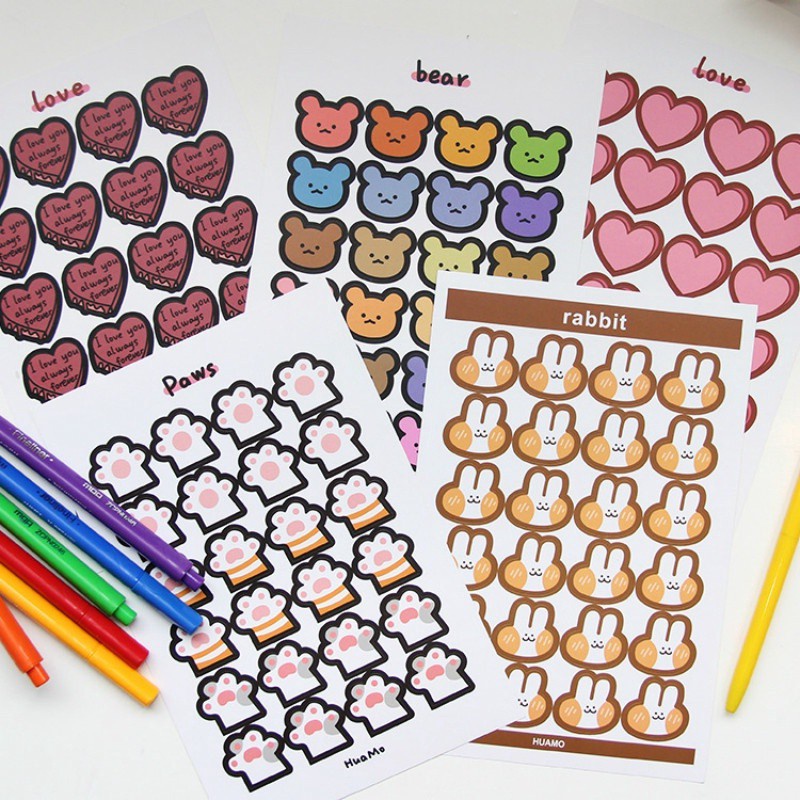 Sticker Dán Trang Trí Bánh Hình Dấu Chân Mèo / Gấu / Trái Tim Dễ Thương Kiểu Hàn Quốc