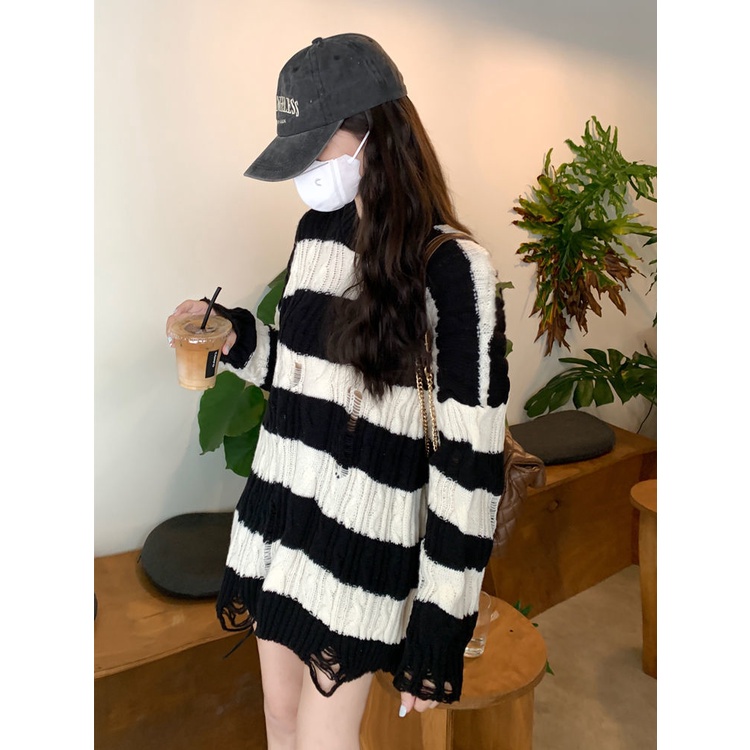 Áo Sweater Họa Tiết Kẻ Sọc Màu Hồng Thời Trang 2022 Cho Nữ