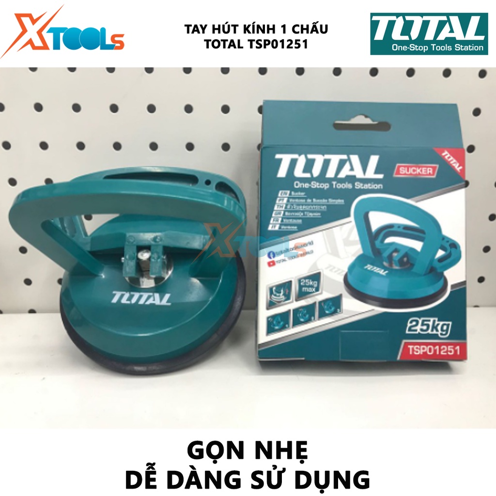 Tay hít kính 1 chấu Total TSP01251 | dụng cụ hít kính 115mm giác hút chân không nhựa ABS siêu bền trọng lượng nâng kính